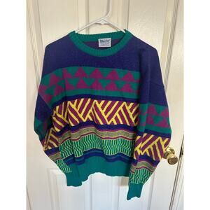 Vintage Meister Ski Sweater Wool/Acrylic Bright Multicolor Pattern Size‎ Large